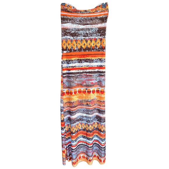 90s Body central Size Small multicolor ethnic bandeau Stretchy maxi dress hippie - Picture 3 of 10